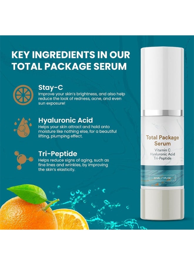 Phansta Total Package Serum, 30ml, combines Vitamin C, Hyaluronic Acid, and Tripeptide for synergistic brightening and firming. - Image 5